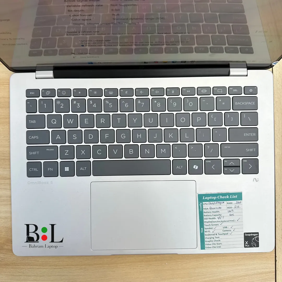 لپتاپ استوک اچ پی اومنی بوک 5 14 اینچ Hp Omnibook 5 | Snapdragon X Plus X1P-42-100 | Ram 32GB DDR5 | 512GB SSD | Qualcomm Adreno X1-45 | 14 inch 2K