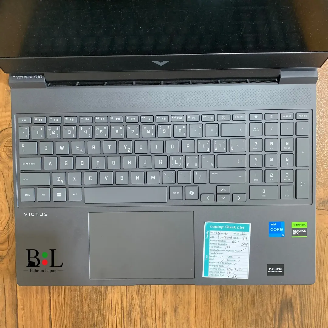 لپتاپ اپنباکس گیمینگ اچ پی ویکتوس 15 15.6 اینچ Hp Victus 15 | Intel Core i5 13420H | Ram 16GB DDR4 | 1TB SSD | 6GB Rtx 3050 | 15.6 inch FHD 144Hz