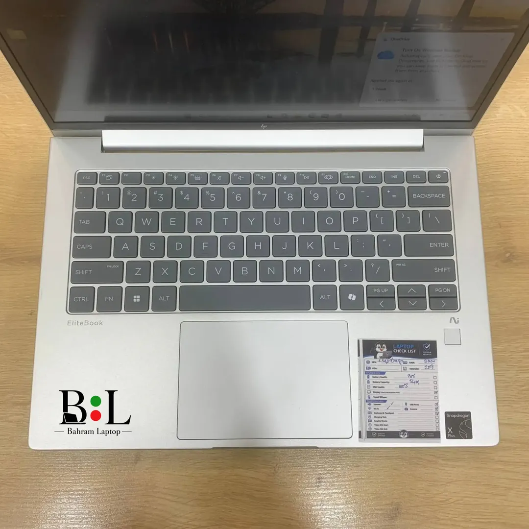 لپتاپ اپنباکس اچ پی ایلایت بوک 6 14 اینچ Hp Elitebook 6 G1q 14 | Snapdragon X Plus-X1P42100 | Ram 32GB DDR5 | 1TB SSD | Snapdragon X Elite X1E78100 Qualcomm | 14 inch HD