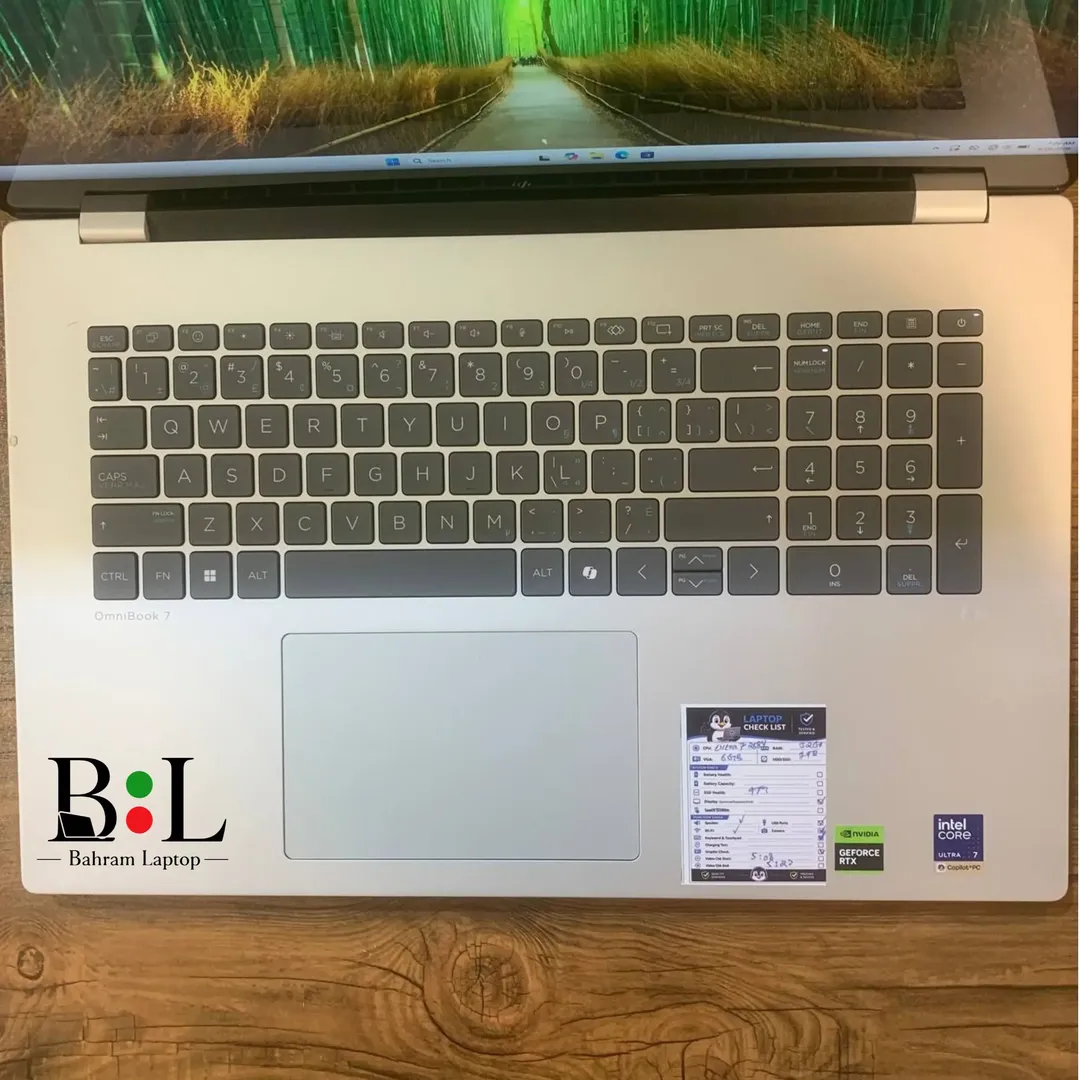 لپتاپ اپنباکس اچ پی اومنی بوک 7 17.3 اینچ Hp Omnibook 7 17 | Intel Core Ultra 7-258V | Ram 32GB DDR5 | 1TB SSD | 6GB Rtx 4050 + NPU | 17.3 inch FHD
